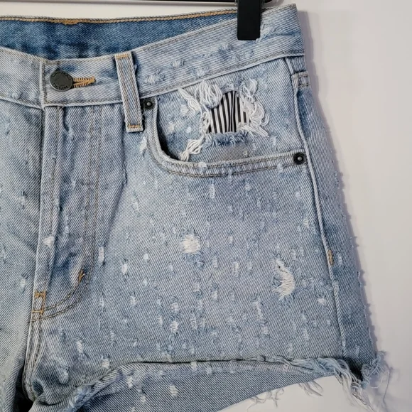 CARMAR button fly distressed cut off jean shorts Size 27